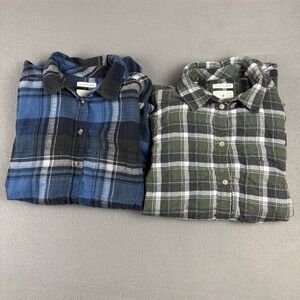 2 American Eagle Women's M Green/Blue‎ AHH-MAZINGLY Soft Boyfriend Fit  Flannel